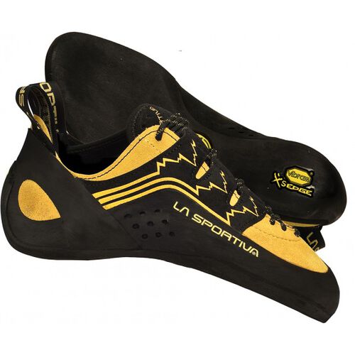 black-yellow Vibram-XS-Edge-Sohle Kletterschuh La Sportiva Katana Laces 